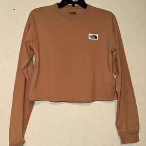 The North Face Women's tan Long Sleeve Cropped tee size S